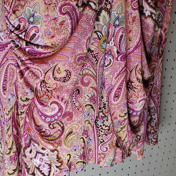 Beautiful Multicolor Pink Paisley Floral Print Blouse MATERNITY Announcements XL - Picture 5 of 7